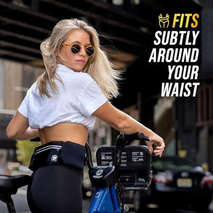 Running Belt with Water Bottle Holder Waist Bag Extender Black - color: Black