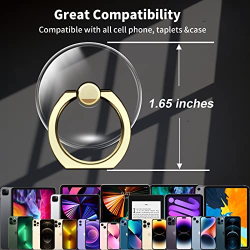TACOMEGE Transparent Clear Phone Ring Grips Holder Kickstand, Gold