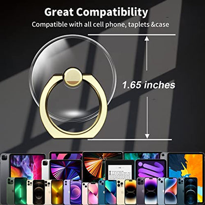 TACOMEGE Transparent Clear Phone Ring Grips Holder Kickstand, Gold