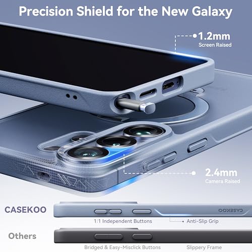 CASEKOO Blue 26U Case with 360 Spin Magnetic Stand, Fit for MagSafe | 360 Spin Magnetic Stand, Fit for MagSafe, 18FT MIL-STD Protection, Invisible Ring Holder Phone Case - color: Matte Blue