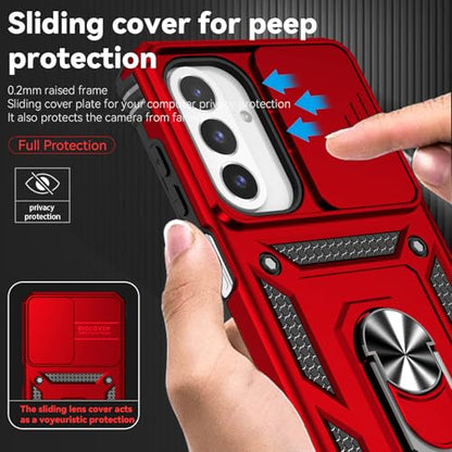 for Samsung Galaxy A17 / Galaxy A26 5G Case, with Slide Camera Cover HD Screen Protector [Military Grade Drop Tested] Ring Holder Kickstand Protective Phone Case for Samsung Galaxy A17, Red - color: Red w/ Slide Camera 2nd gen. Military Grade