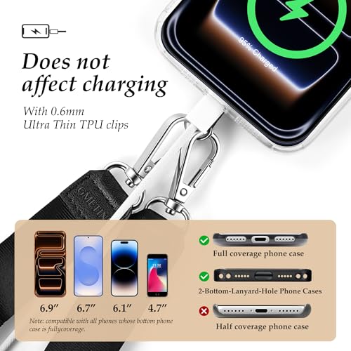 Multifunctional Phone Lanyard Adjustable Anti-Theft Crossbody Phone Strap - color: Black