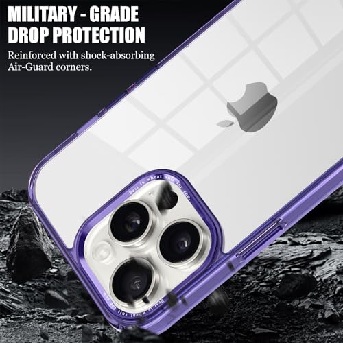 for iPhone 15 Pro Max Case,[Anti-Yellowing] [Military-Grade Protection] Anti-Scratch Transparent Back Slim Shockproof 15 Pro Max Phone Case 6.7 inch (Purple) - color: Purple