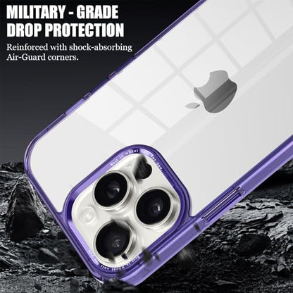 for iPhone 15 Pro Max Case,[Anti-Yellowing] [Military-Grade Protection] Anti-Scratch Transparent Back Slim Shockproof 15 Pro Max Phone Case 6.7 inch (Purple) - color: Purple