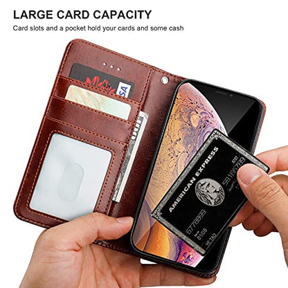 Bocasal Detachable Wallet Case Card Holder for iPhone Xs Max, Brown - color: Brown