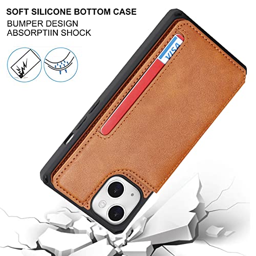Cavor for iPhone 14 Wallet Case with Card Holder for Women, Light Brown - color: B-Light brown