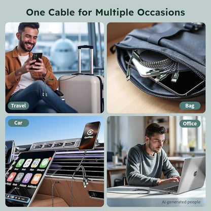 3 in 1 USB C to Multi Charging Cable, 4FT Travel Charger Cables - color: Grey Black&Green, size: 4FT