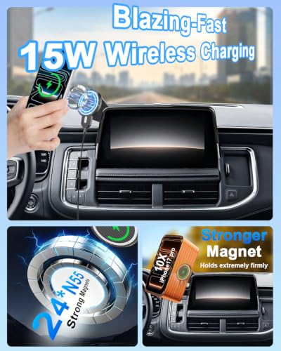 PZK Magnetic Car Phone Mount for 2021-2024 Chevy Tahoe/Suburban/GMC Yukon - color: Magsafe+ Wireless Charger, size: Tahoe/Suburban/GMC Yukon/GMC Yukon XL 2021-2024