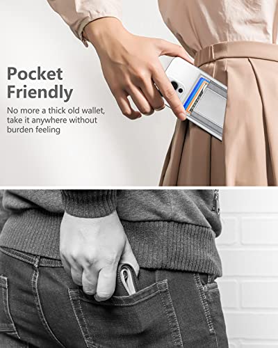 for MagSafe Wallet with Adjustable Stand, 9 Card Holder, Open ID Window - color: Gray