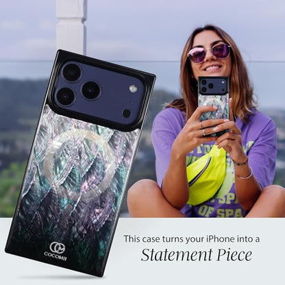COCOMII Rectangle for iPhone 17 Pro Case, Black Real Mother of Pearl | Compatible with MagSafe Wireless Charging, Shockproof 10ft Drop Protection, Camera & Screen Protection, Premium Glossy Finish - color: Black Real Mother of Pearl, size: iPhone 17 Pro (