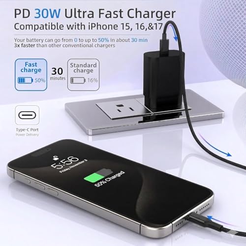 TZBAY 4-Pack (6ft 6ft 10ft 10ft) 60W USB C to USB C Fast Charging Cable - color: Black 2x6ft+2x10ft