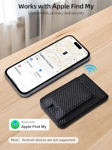 for MagSafe Wallet with Money Clip, Works with Apple Find My, Carbon Fiber - color: Carbon Fiber Find My