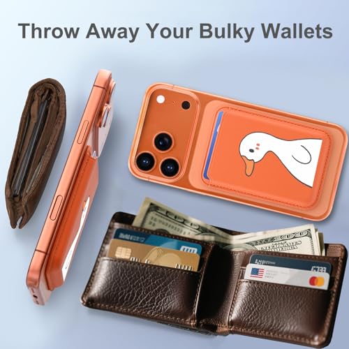 for Magsafe Card Holder | Kawaii Duck Leather Magnetic Wallet - color: Duck A