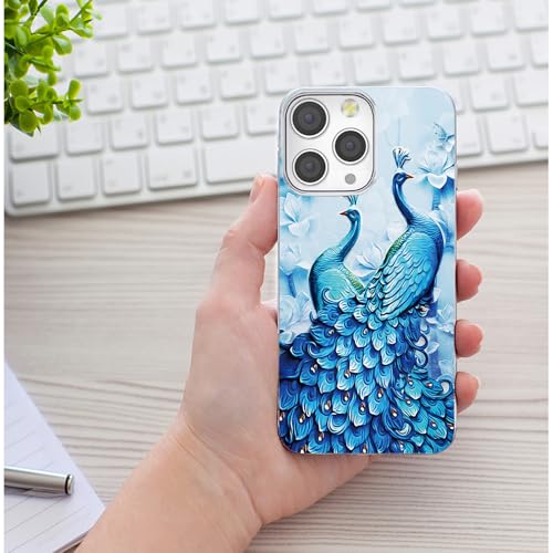 for iPhone 14 Pro Max Case for Women Girl Men, Full Protective Shockproof Slim Soft TPU Clear Phone Cover Cases for iPhone 14 ProMax 6.7,Beautiful Blue Peacock Butterfly Flower - color: Blue Peacock Butterfly