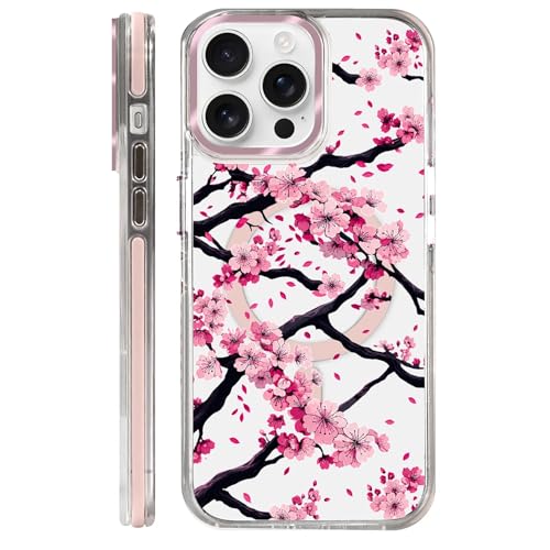 VisEnt Clear Case for iPhone 14 Pro Max, Magnetic Phone Case, Transparent Slim Cover, Military Grade Protection, Shockproof, Anti-Yellowing, Scratch Resistant, Pink Sakura Floral - color: Pink Sakura Floral, size: Iphone 14 Pro Max