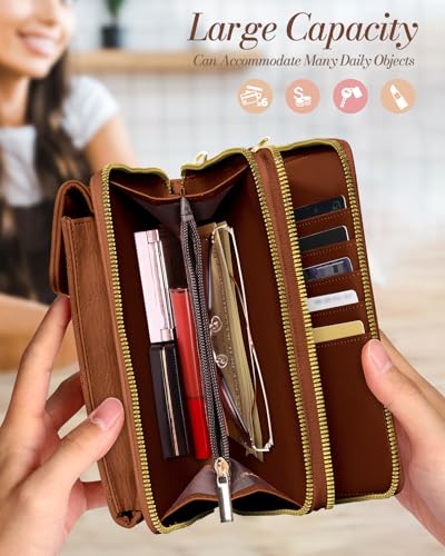 Miss Adola Zipper Cell Phone Purse Crossbody Bag for Women | Zipper Closure, RFID Blocking, Card Slots, Adjustable Shoulder Strap, Cute Small Phone Wallet for Travel and Daily Carry - color: Yellow
