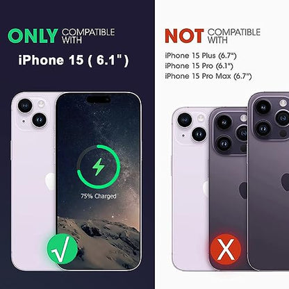 Battery Case for iPhone 15, 10000mAh High Capacity Rechargeable Portable Protective Extended Charger Case Wireless Charging Compatible with iPhone 15 (6.1 inch) Charging Case & Carplay (Black) - size: iPhone 15