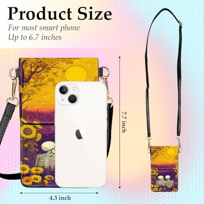 Small Crossbody Bags for Women Touchscreen Cell Phone Bag Cross Body Purses with adjustable Strap,Gifts For Teenage Girls - color: Skeletons in the Floral Field