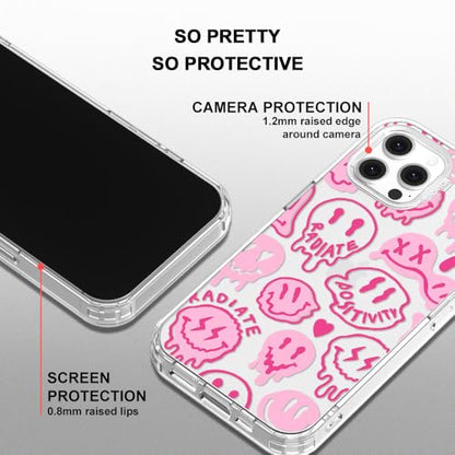 MOSNOVO Case for iPhone 12 & iPhone 12 Pro, [Buffertech 6.6ft Military-Grade Drop Protection] [Anti Peel Off Tech] Clear TPU Bumper Phone Case Cover Design - Pink Dripping Smiles - color: Clear - Pink Dripping Smiles, size: iPhone 12 / iPhone 12 Pro