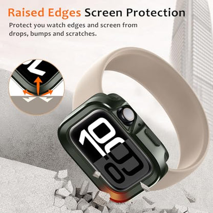 Amizee 2 in 1 Metal Rugged Case Compatible with Apple Watch Series 11/10 42mm, Aluminum Shockproof Protective Bumper Cover for iWatch 42mm, Army Green - color: Army Green, size: 42 mm