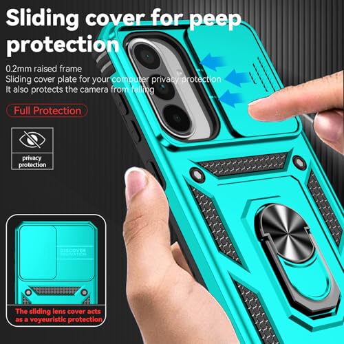 for Samsung Galaxy A36 5G Case with Slide Camera Cover HD Screen Protector [Military Grade 16ft. Drop Tested] Magnetic Ring Holder Kickstand Protective Phone Case for Galaxy A36 5G 2025, Mint - color: Mint w/ Slide Camera 2nd gen. Military Grade