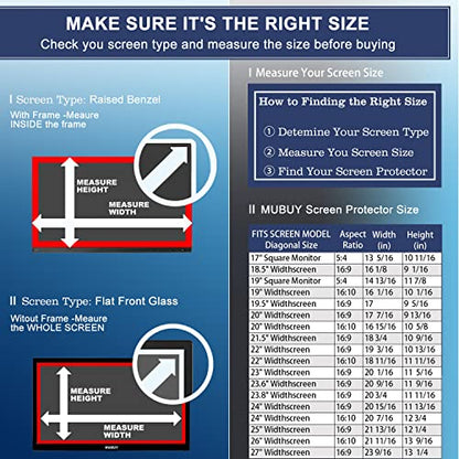 2 Pack 24" Anti Glare Matte Screen Protector for Sceptre/LG/Dell/HP/Acer/ViewSonic/ASUS/Aoc/Samsung/KOORUI/InnoView/CRUA/BenQ/SANSUI Diagonal 24" 16:9 LED PC Screen Gaming Monitor (20.9" x 11.8" / W x H) - size: 24 inch