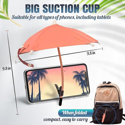 Phone Umbrella for Sun, Clip-On Phone Sun Shade, Universal Fit - color: Pink