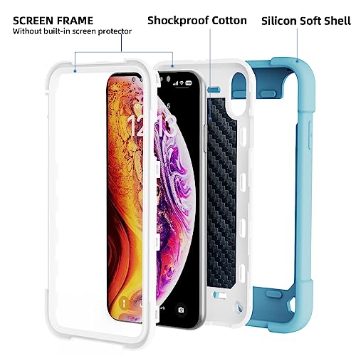 MARKILL Compatible with iPhone Xs Max Case 6.5 Inch with Ring Stand, Heavy-Duty Military Grade Shockproof Phone Cover with for iPhone Xs Max. - color: Ice Blue, size: iPhone XS Max 6.5"