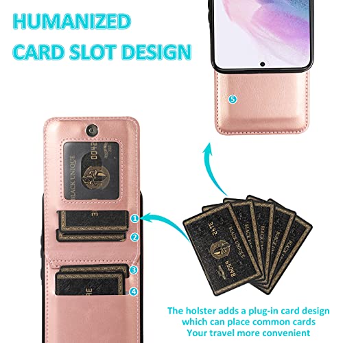 Asuwish Phone Case for Samsung Galaxy S22 5G with Tempered Glass Screen Protector and Credit Card Holder Wallet Cover Stand Leather Cell Accessories Glaxay S 22 G5 Cases Women Rose Gold - color: Rose Gold