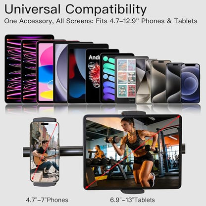 Spin Bike Tablet Holder Super Crab Handlebar Climp Mount for Gym,Treadmill,Stroller,Handlebar,Shopping Cart,Golf Cart Compitable with 4.7~12.9" iPad Switch iPhone e-Reader