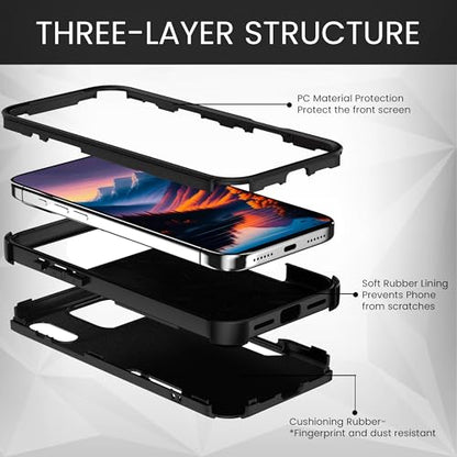 MXX for iPhone 17 Pro Max Case, Heavy Duty 3 in 1 Wing Design Protective Cover with MagSafe, Phone Case 2025 (Black) - color: Black, size: iPhone 17 Pro Max