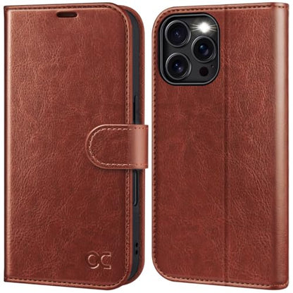 OCASE Compatible with iPhone 16 Pro Wallet Case, PU Leather Flip Folio Case with Card Holders RFID Blocking Kickstand [Shockproof TPU Inner Shell] Phone Cover 6.3 Inch 2024, Dark Brown - color: Dark Brown