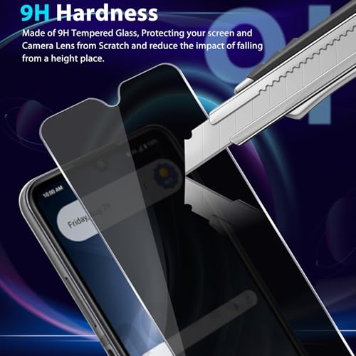 Zeking [2 Pack Privacy Tempered Glass Screen Protector Compatible with Cricket Icon Pro (2026)/AT&T Motivate Pro 2 5G, Anti-Spy 9H Hardness [HD Clarity] Case Friendly Anti-scratch, Bubble Free