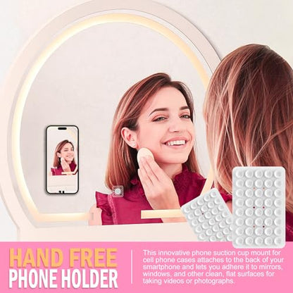 Double Sided Silicone Suction Phone Holder Mount, Silicon Accessory for iPhone and Android, Hands-Free Mirror Shower Phone Holder, TikTok Videos and Selfies (Pink+White) - color: Pink+White