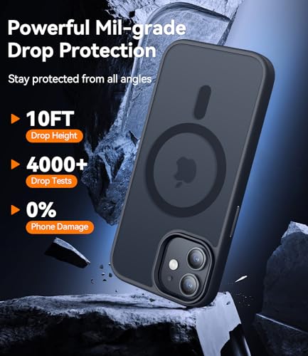 CANSHN Magnetic for iPhone 12 Case/iPhone 12 Pro Case, Black | Translucent Matte, Compatible with MagSafe, Heavy Duty Protection, Scratch Resistant, Slim Fit, Pocket Friendly - color: Matte & Black