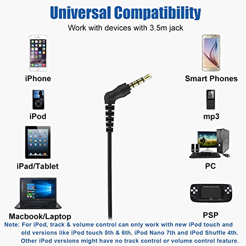 Joysico Wired Over Ear Earbuds Headphones with Mic and Volume Control Black