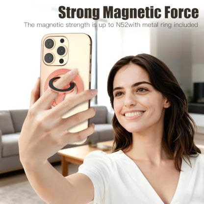 Magnetic Phone Ring Grip for MagSafe Compatible with iPhone Samsung (Gold) - color: Rose Gold