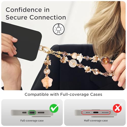 POSADINA Phone Charm for Women, Anti-Theft Phone Wrist Strap, Hands-Free & Detachable Cellphone Lanyard Chain with Tether Tab - color: Espresso Chic