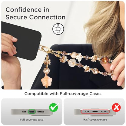 POSADINA Phone Charm for Women, Anti-Theft Phone Wrist Strap, Hands-Free & Detachable Cellphone Lanyard Chain with Tether Tab - color: Espresso Chic