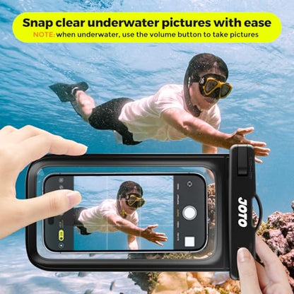JOTO Up to 7" Universal Waterproof Phone Case for iPhone 17 Air 16 15 14 13 12 11 Plus Pro Max, IPX8 Cellphone Dry Bag XR X SE, Galaxy S23 S22 S21 S20+ S20 S10 Plus Note, Pixel -Black | IPX8 Dry Bag for iPhone 17 16 15 14 13 12 11, Galaxy S23 S22 S21 S20,