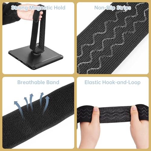 NiHome Adjustable Pilot Magnetic Kneeboard Fit for iPad, Lap Mount, Black - color: Black (with 23.6“ Elastic Strap)