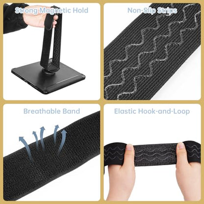 NiHome Adjustable Pilot Magnetic Kneeboard Fit for iPad, Lap Mount, Black - color: Black (with 23.6“ Elastic Strap)