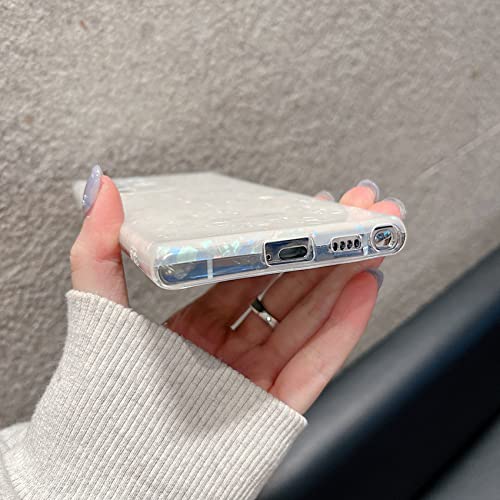 J.west Galaxy S22 Ultra Case 5G, Luxury Sparkle Glitter Translucent Clear Colorful Opal Pearly Thinfoil Design Shiny Print Soft Silicone Cover for Women Girls Slim TPU Protective Phone Case - color: Colorful