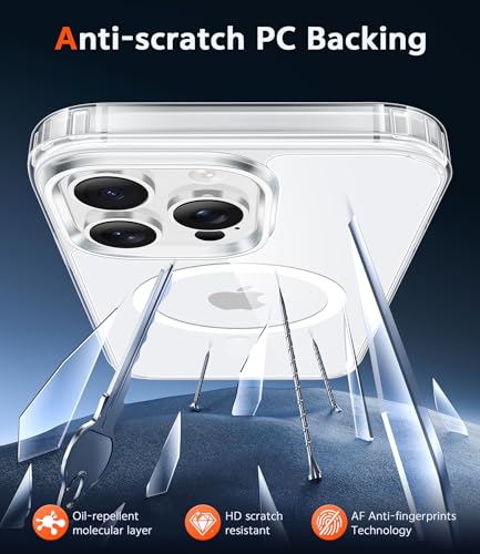 for iPhone 15 pro Protective case Magnetic Phone case Compatible with Magsafe Slim Anti Yellowing Military Grade Anti Drop Protection Sturdy Protectiv Clear - color: Clear, size: iPhone 15 Pro
