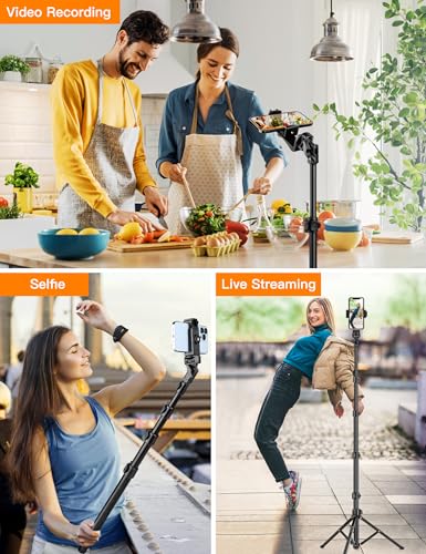 Phone Tripod, 86" Tall Tripod for iPhone with Flexible Gooseneck & Remote, Portable Aluminum Cellphone Stand for Selfies, Video Recording,Travel, Compatible with iPhone Android (Pack of 3) - size: 86 inch (Pack of 3)