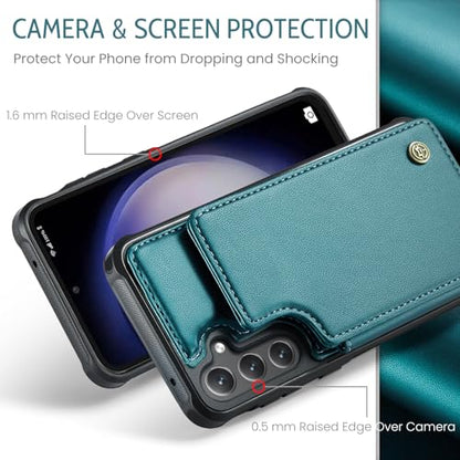 Kowauri for Samsung Galaxy S23 FE Case, PU Leather Wallet Case for Women Men with RFID Blocking Card Holder Slot Magnetic Closure Shockproof Protective Phone Cover for Samsung Galaxy S23 FE,Teal - color: Teal
