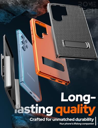 Designed for Samsung Galaxy S25 Ultra Case with Belt Clip Holster | Rugged Cover with Strong Magnet & Kickstand Heavy Duty Combo - Black & Orange - color: Black & Orange