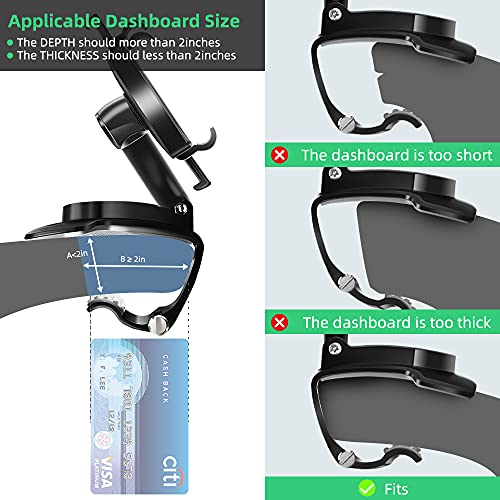 FONKEN Car Phone Mount, [2 Pack] Cell Phone Holder for Car 360 Degree Rotation Dashboard Clip Mount Car Phone Holder Compatible for iPhone 11 13/12 pro Max 8 8Plus Samsung S10 S9 S8 4"~7" Smartphones - style: 2-Pack