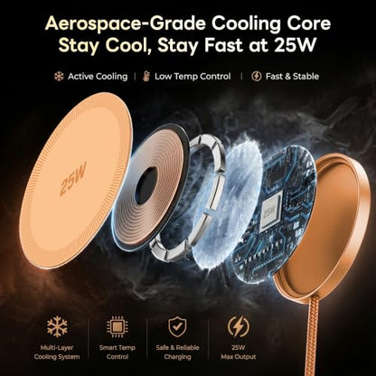 MagSafe 25W Magnetic Wireless Charger Fast Charging Pad for iPhone - color: Orange