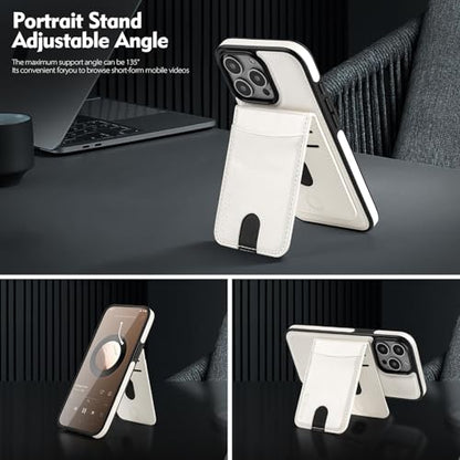 Shieldtop Compatible with MagSafe iPhone 14 Pro Wallet Case,White | 2 in 1 Detachable Magnetic,Credit Card Holder Slots,RFID Blocking,PU Leather,Kickstand,Flip Folio Phone Cover for Men & Women - color: White, size: iPhone 14 Pro 6.1"